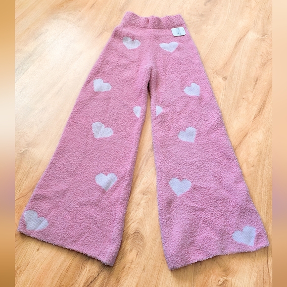 Altar'd State Pink Plush Heart Pajama Bottoms Size XS